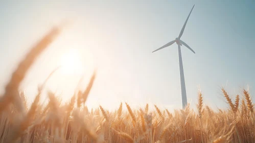 Golden Wheat Field with Wind Turbine