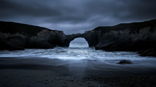 Oceanview with Natural Arch and Moody Atmosphere