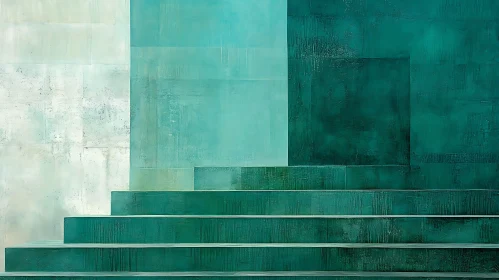 Turquoise Geometric Staircase Art