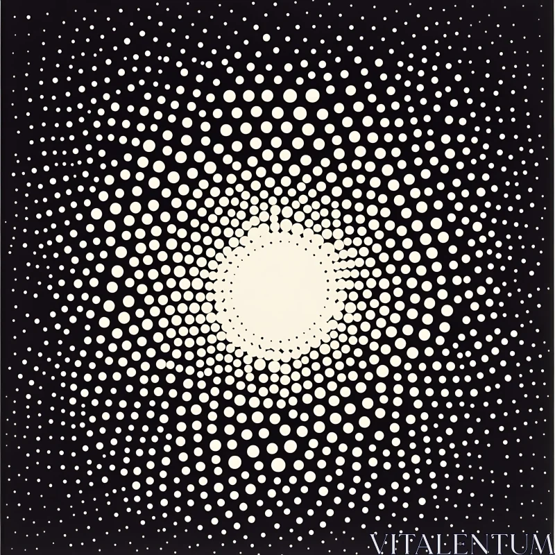 Monochrome Dot Pattern with Radiating Circles AI Image