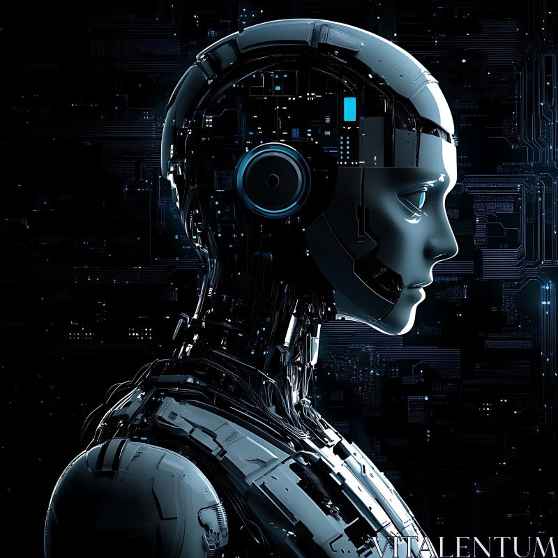 Side Profile of Humanoid Robot with Advanced Technology AI Image