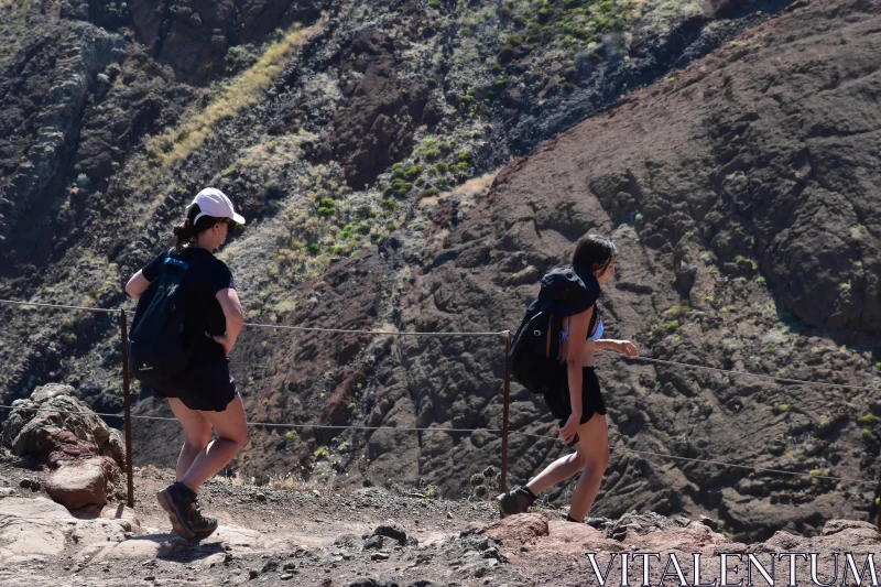 Explorers on a Rocky Mountain Trail Free Stock Photo