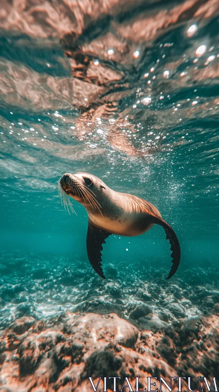 AI ART Seal in Clear Blue Waters