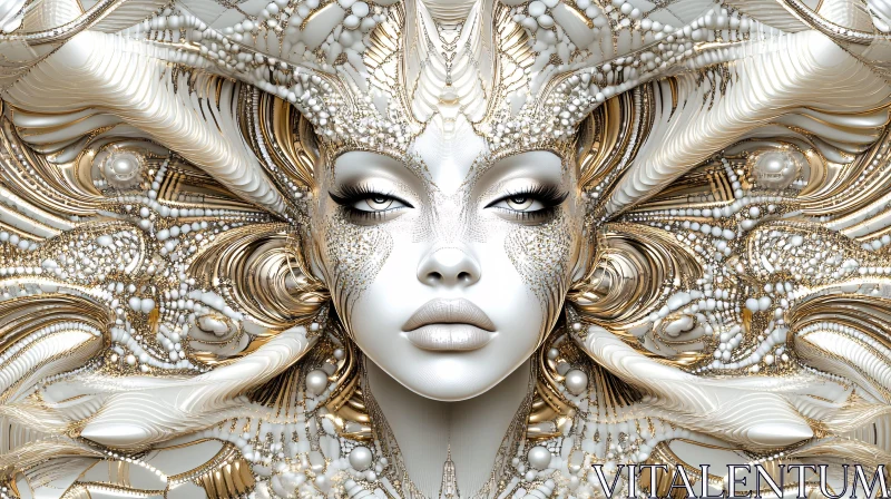 Ornate Golden Woman Portrait Art AI Image