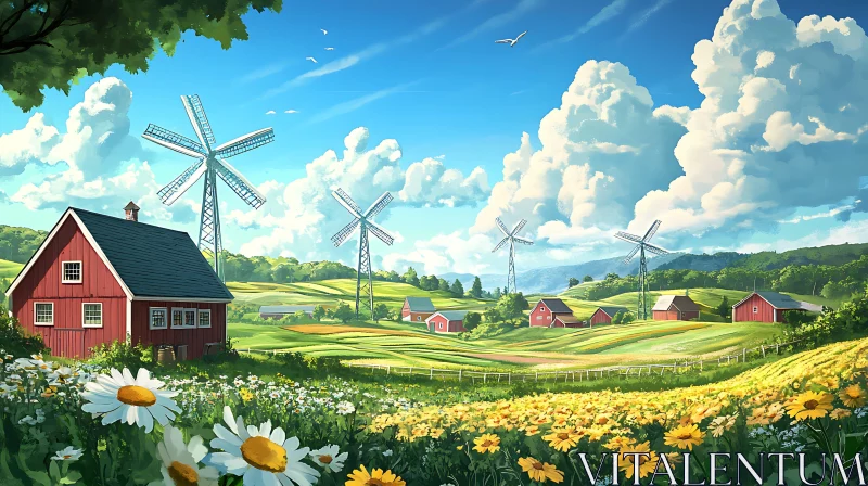 Idyllic Countryside View AI Image