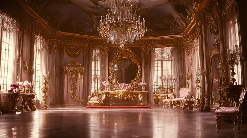 Lavish Room with Chandelier and Ornate Decor