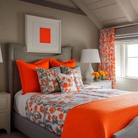 Warm Bedroom Design with Orange Details