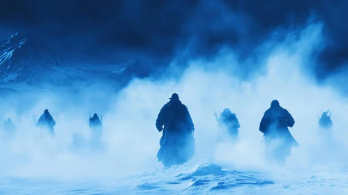 Figures in Blue Mist