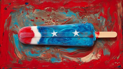 Red, White, and Blue Popsicle Painting