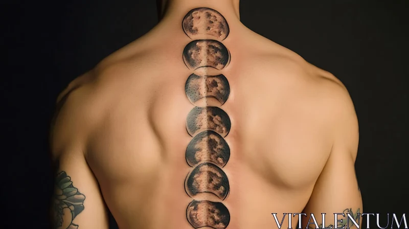 Moon Phase Back Tattoo Design AI Image