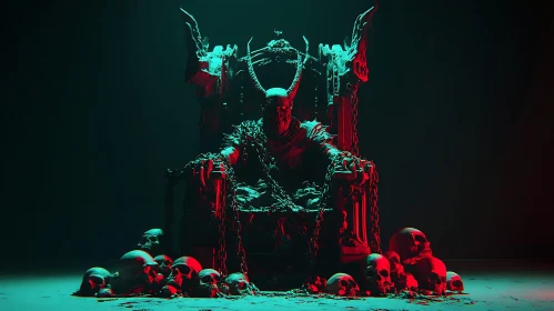 Chained Demon on Skull Throne