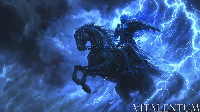 AI ART Storm Rider: Knight on Horseback