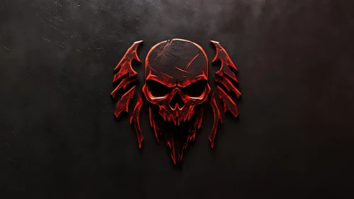 Winged Skull Emblem in Red Tones