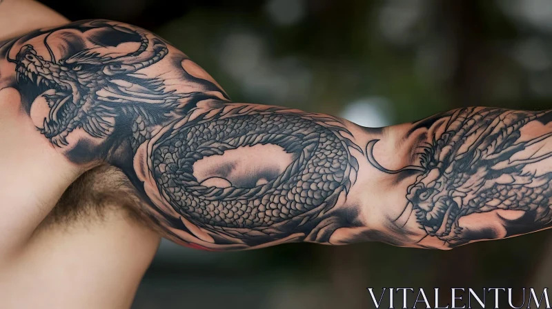 Fierce Dragon Tattoo Design on Arm AI Image