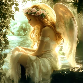 Angel in Contemplation by the Stream