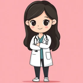 Illustration of a Female Cartoon Doctor