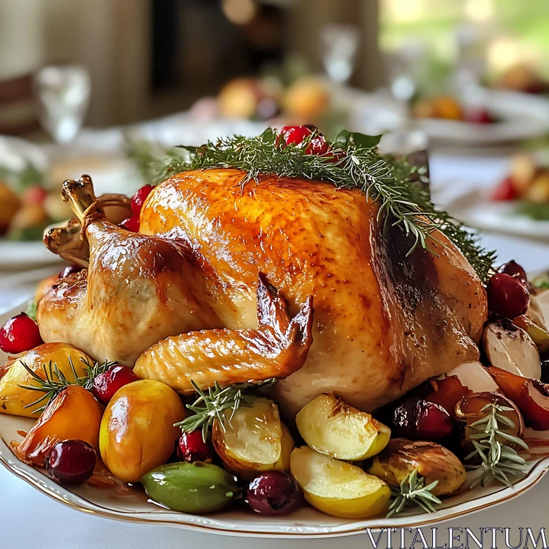 Holiday Turkey with Fruits and Herbs AI Image