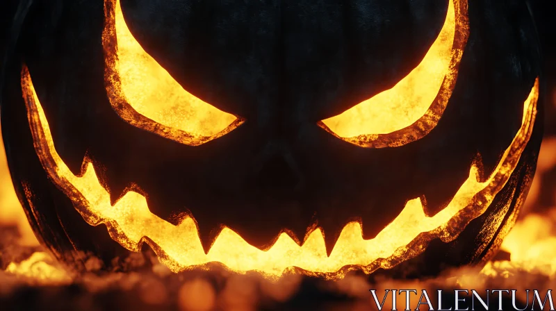 Spooky Jack-o'-Lantern with Fiery Glow AI Image