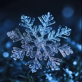 Intricate Snowflake in Frosty Surroundings