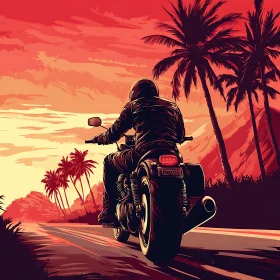 Motorcycle Ride at Sunset