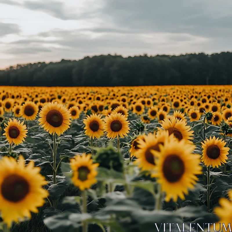 Golden Sunflowers in a Vast Field AI Image