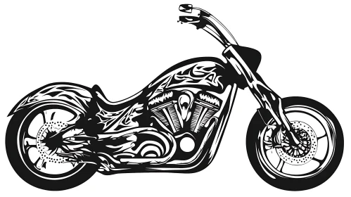Monochrome Chopper Motorcycle Art