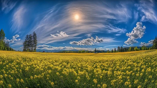 Yellow Field, Blue Sky, White Clouds