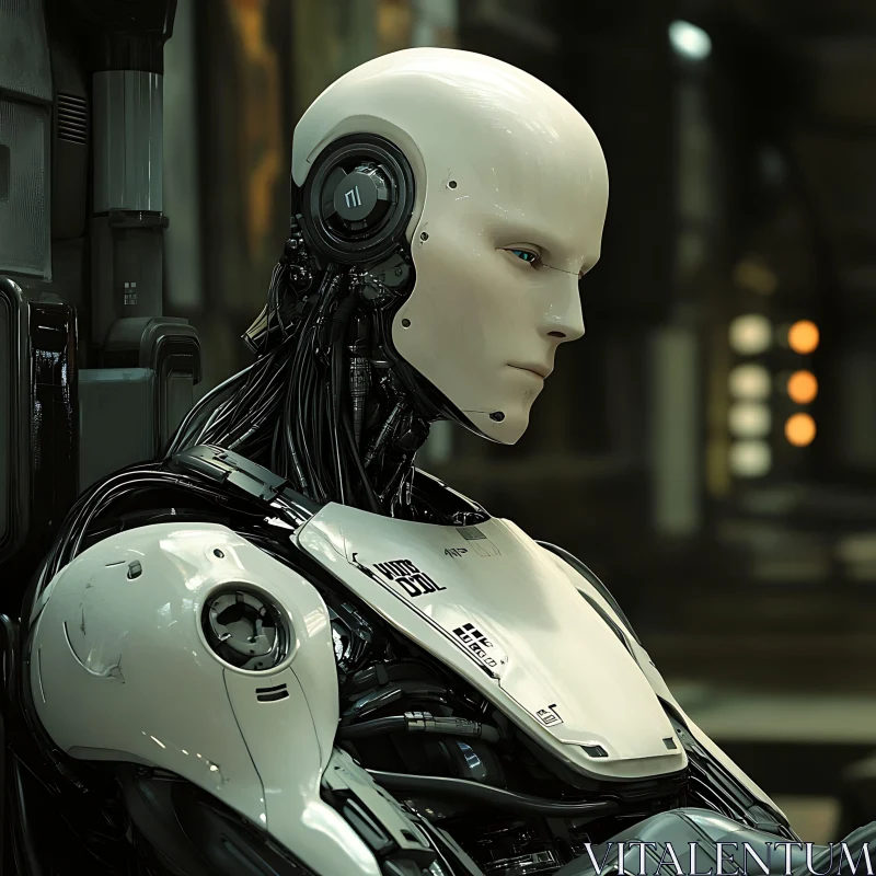 Advanced Humanoid Cyborg in Detail AI Image