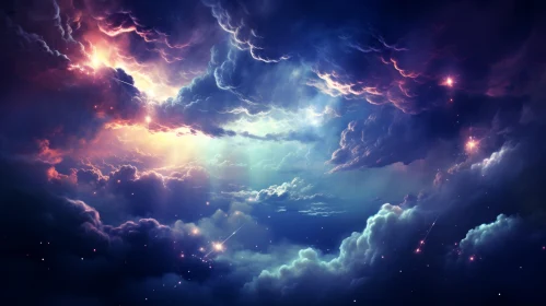Cosmic Symbolism: Dreamlike Scenery in a Starlit Sky