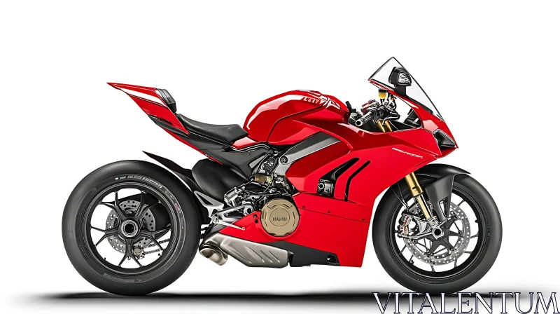 Motorcycle: Red Sportbike on White Background AI Image