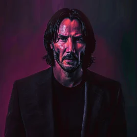 Moody Artistic Portrait of Keanu Reeves