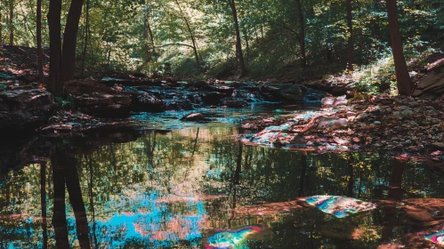 Idyllic Forest River Reflection