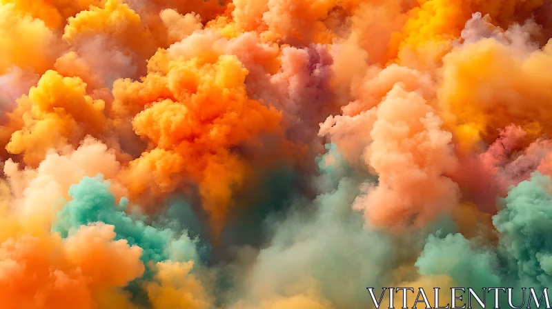 AI ART Abstract Smoke Art with Orange and Teal