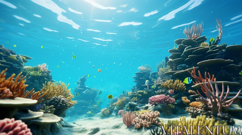 Hyperrealistic Underwater Scene of a Coral Reef and Soft Coral AI Image