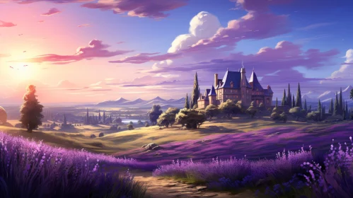 Romantic Landscape Vistas: Speedpainting of Castle Amidst Lavender