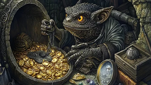 Reptilian Guardian of Golden Treasure