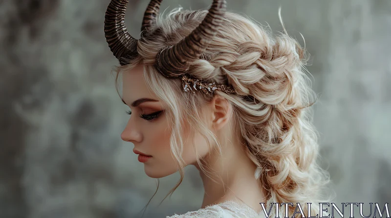 AI ART Woman with Braids and Horns