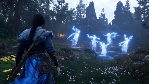 Mystical Forest Encounter with Spirits