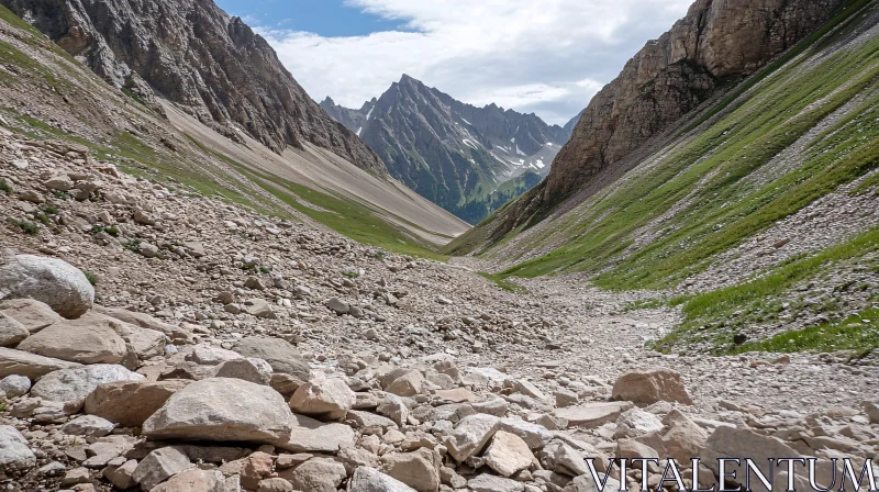 AI ART Rugged Mountain Landscape with Scenic Valley