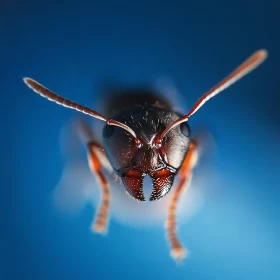 Close-Up Ant Image with Blue Backdrop