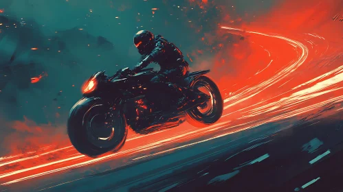 Motorcycle Racing Through the Night
