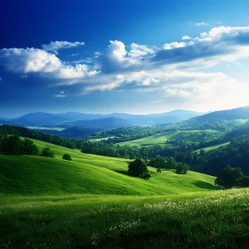 Rolling Hills and Cloudy Sky View