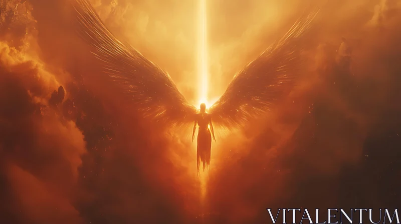 Winged Figure in Golden Light AI Image