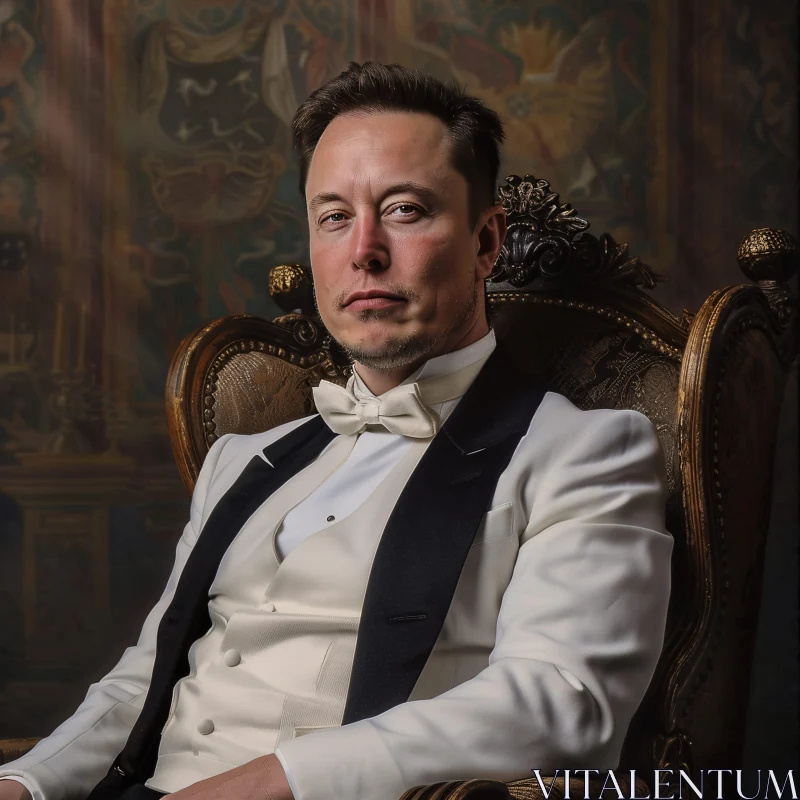 AI ART Elegant Portrait of Elon Musk in Formal Attire