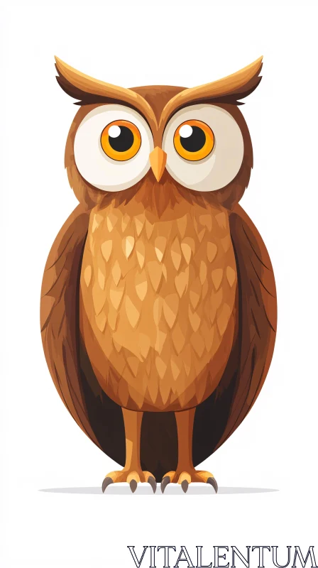 AI ART Cartoon Owl with Brown Plumage