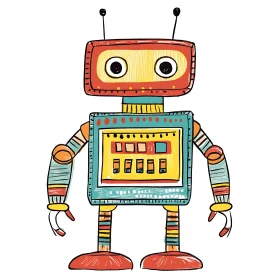 Colorful Retro Robot Art