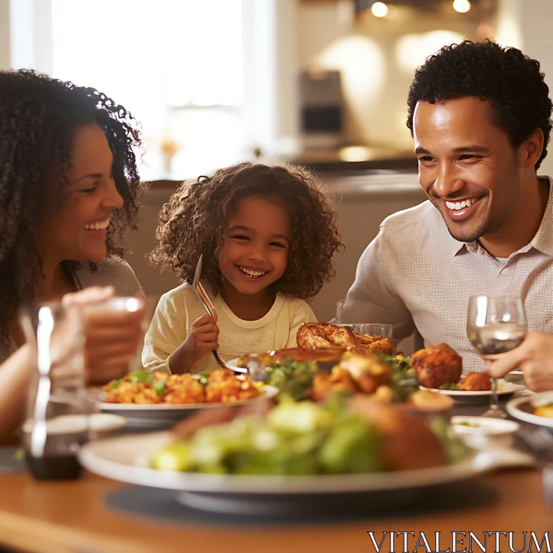 Happy Family Mealtime AI Image