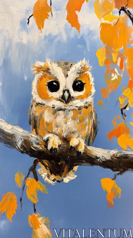 Charming Autumn Owl Art AI Image