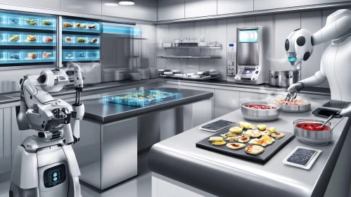 Future Kitchen with Robot Chefs