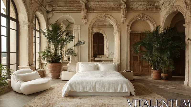 AI ART Neutral Bedroom with Architectural Details